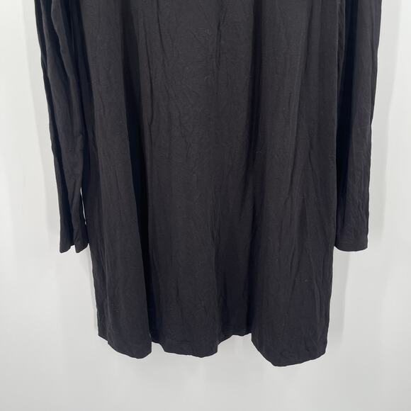 JOAN VASS Tunic Top Size 2 (US 12/14) Black NWT Stretch Long Sleeve Scoop Neck - Picture 8 of 12